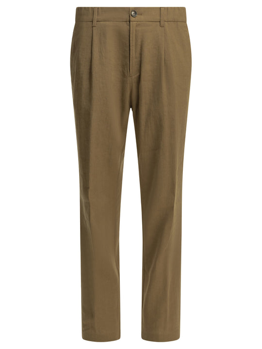 Casual Linen Pants Trousers Brown