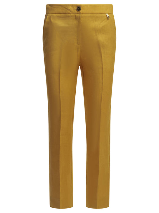Linen Tailored Pants Trousers Orange