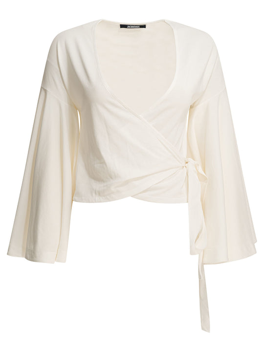 Casual Wrap-Around Top Tops White