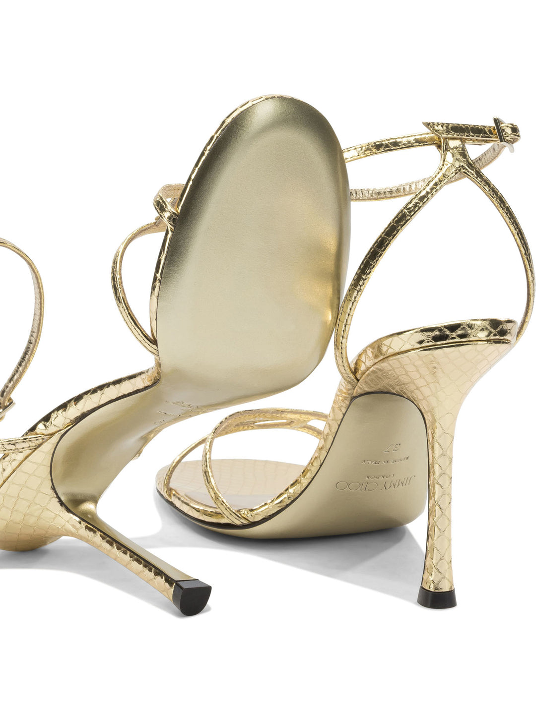 Jimmy Choo Leo 100mm Sandals - Gold | c99faa685a7b48ca4c397f25be67c7ccc49ad438
