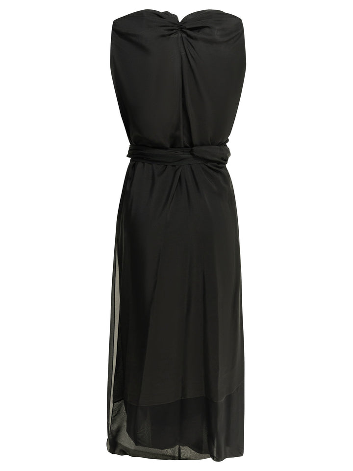 Maison Margiela Draped Silk Midi Dress Dresses - Black | b14a1e051c2648a06eb16dbc09957c3bce83f780