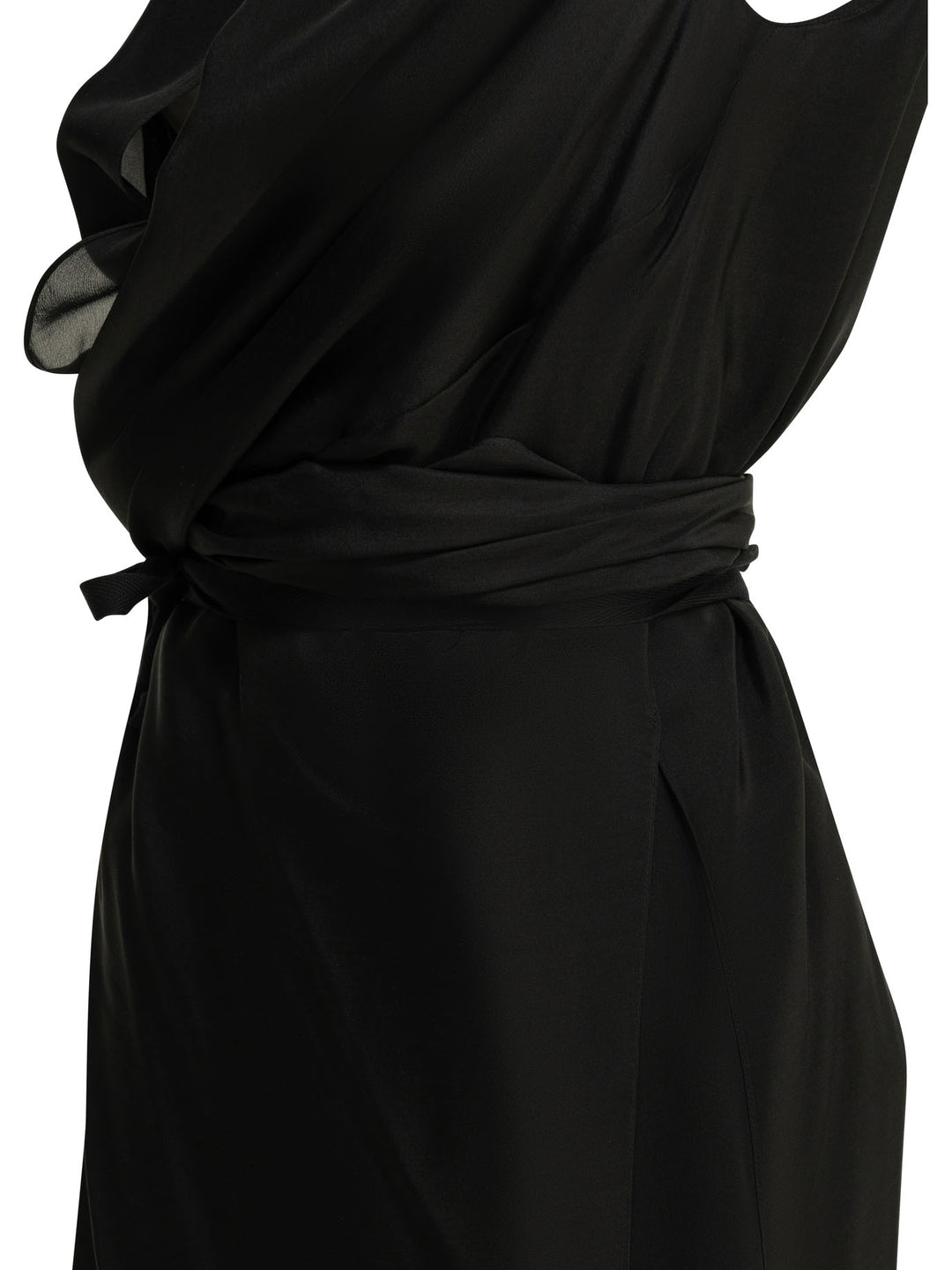 Maison Margiela Draped Silk Midi Dress Dresses - Black | e29c47e0e2698236166a48176b20fd86b8f909a7