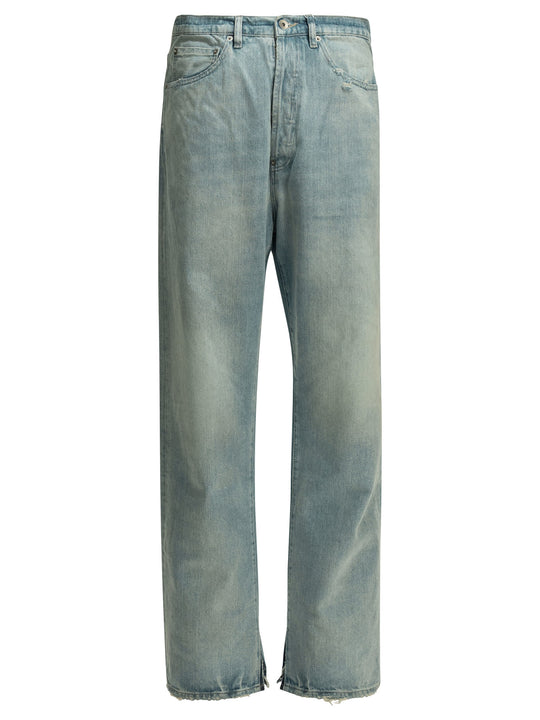 Straight-Leg With Buckle Jeans Light Blue
