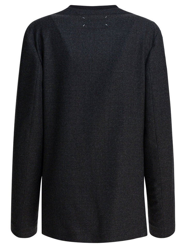 Maison Margiela Virgin Wool Blazer Jackets and Coats - Grey | 0e425437c47abe02e05c41a52071a234b2159266