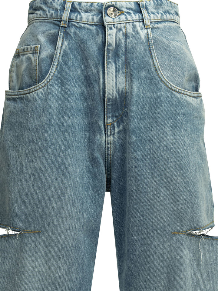 Maison Margiela Ripped Wide Leg Jeans - Light blue | 2f4659cf4c3f35af7ad01d10b644bb7a91b9cbcf