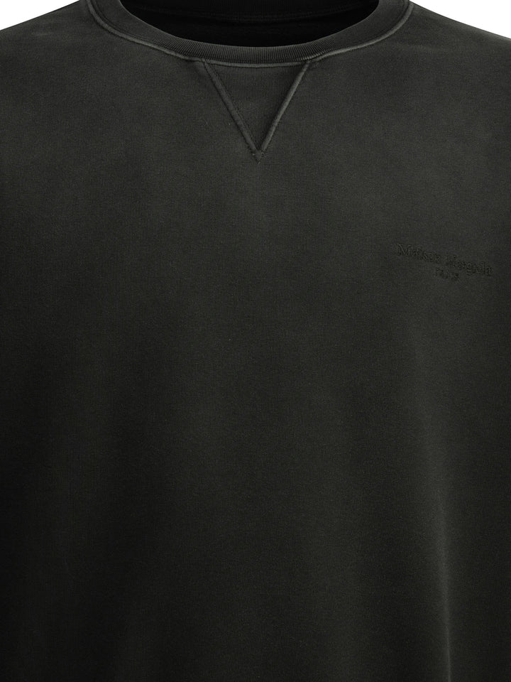 Maison Margiela Crewneck Sweatshirt With Logo Sweatshirts - Black | 1a3357829eb4d927638d7fd65c8767ede02b3846