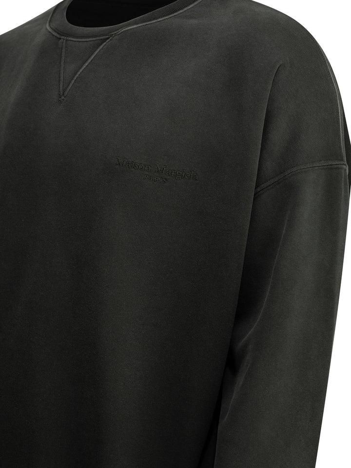 Maison Margiela Crewneck Sweatshirt With Logo Sweatshirts - Black | efaa9c13d0e29562f2620c17c013c9e357c23b7d