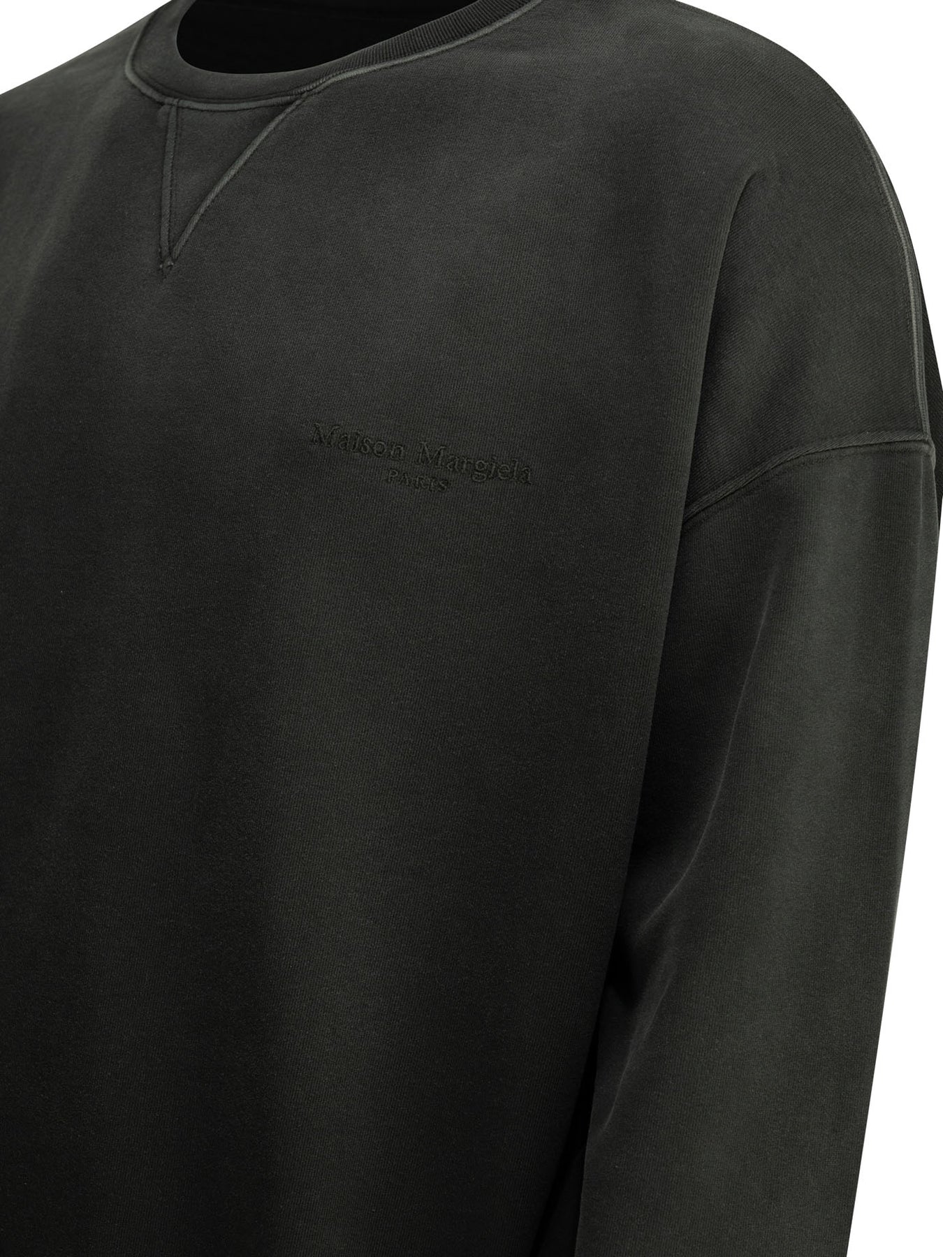 Maison Margiela Crewneck Sweatshirt With Logo Sweatshirts - Black | efaa9c13d0e29562f2620c17c013c9e357c23b7d