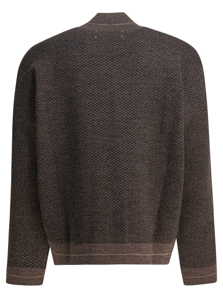 Maison Margiela Wool Zipper Sweater Knitwear - Brown | 855e30a890ed32fe9beecd6cf05667a4c110346b