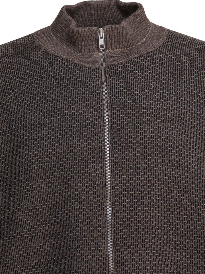 Maison Margiela Wool Zipper Sweater Knitwear - Brown | 69a223fb812d710e3ed797ea5f0e769d1362e39a