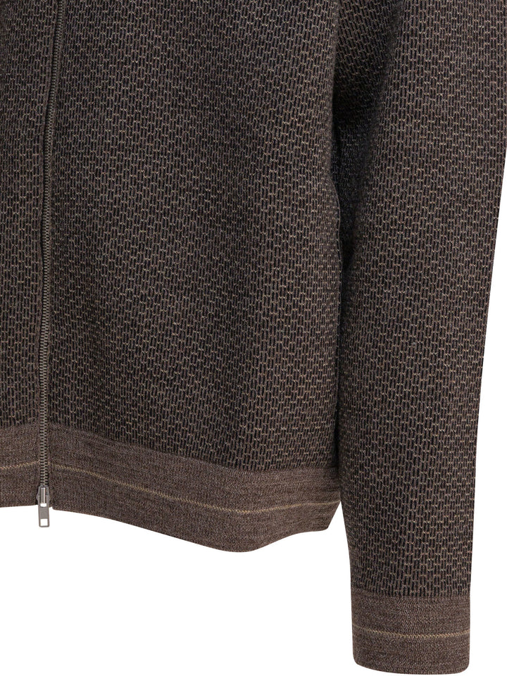 Maison Margiela Wool Zipper Sweater Knitwear - Brown | 6c666e6ef6cb1d417916affb17eed77a0b8497ce