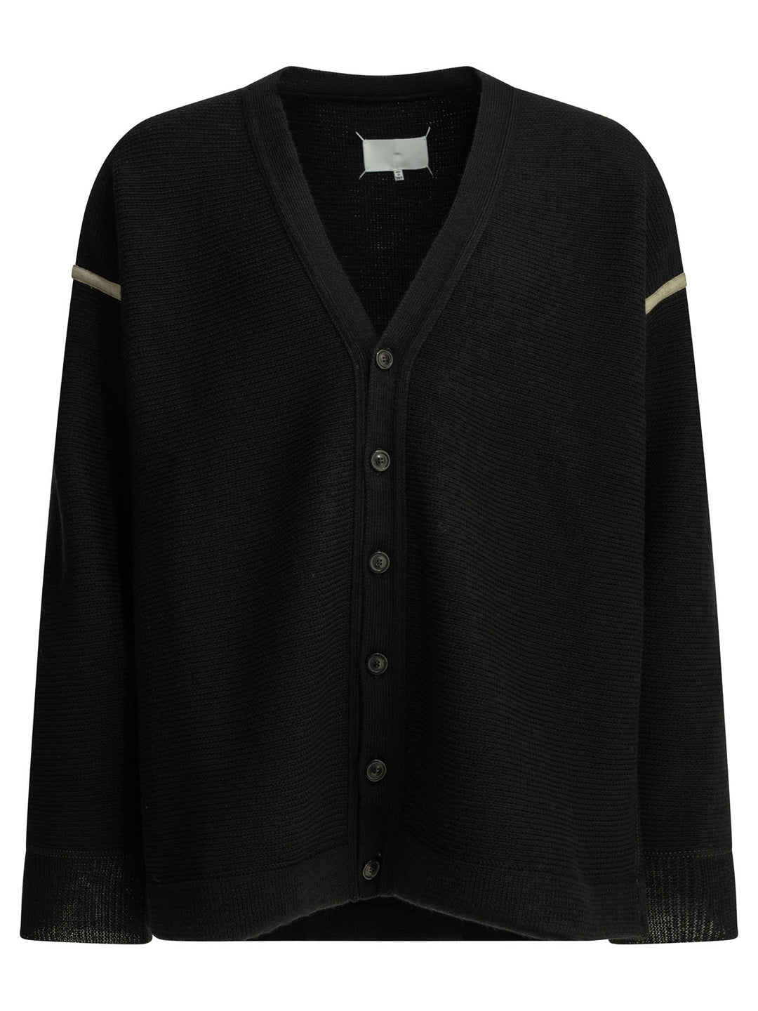 Maison Margiela Wool Cardigan With Patches Knitwear - Black | fc13f36edcffaae9e18b6796f1014aa3de245680