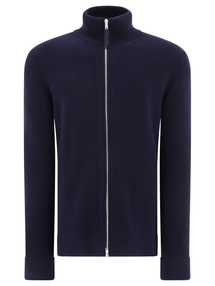 Maison Margiela Cotton And Wool Zippered Malgione Knitwear - Blue | 224ab10d678257daeff4835f42dcc3cfcb9d5f26