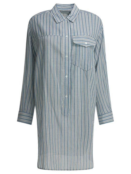 Striped Chemisier Dress Dresses Blue