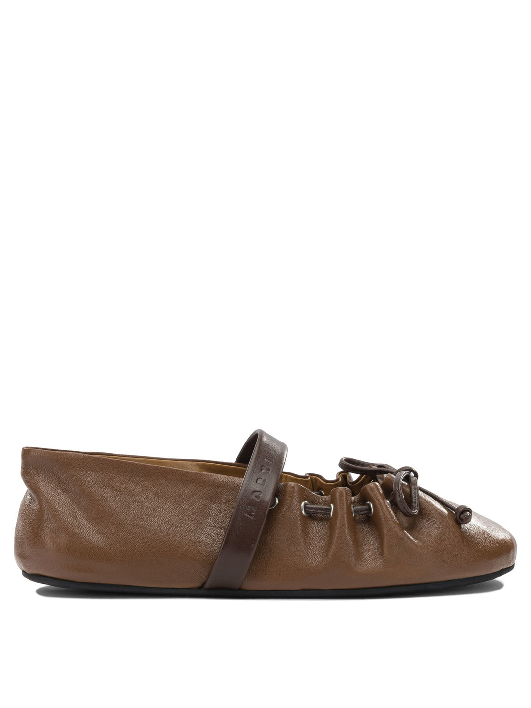 Marni Mary Jane Leather Ballet Flats Ballerinas - Brown | 492e9afd589f4447070d1aa92d6eecf72c9d3530