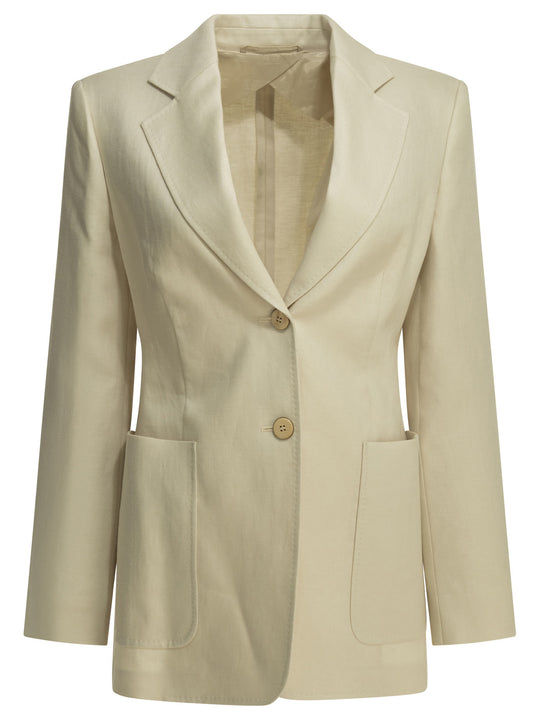 Pure Linen Blazer Jackets And Coats Beige