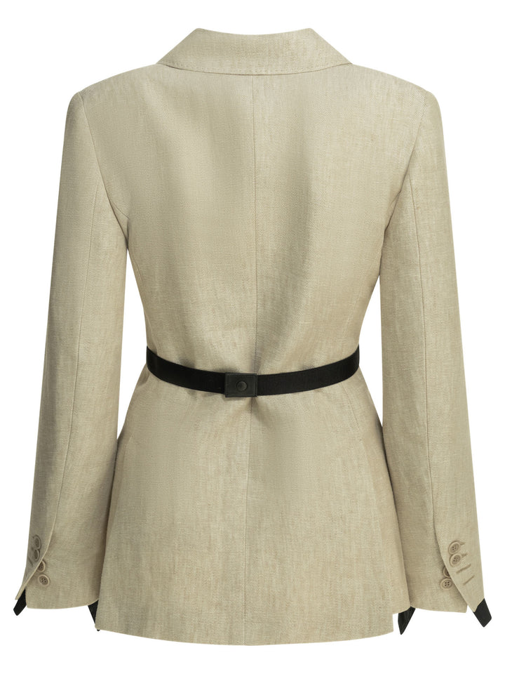 Max Mara Linen Double-Breasted Blazer Jackets and Coats - Beige | c04e3bbe613f3e0c33962ab608d2e8ff489d889d