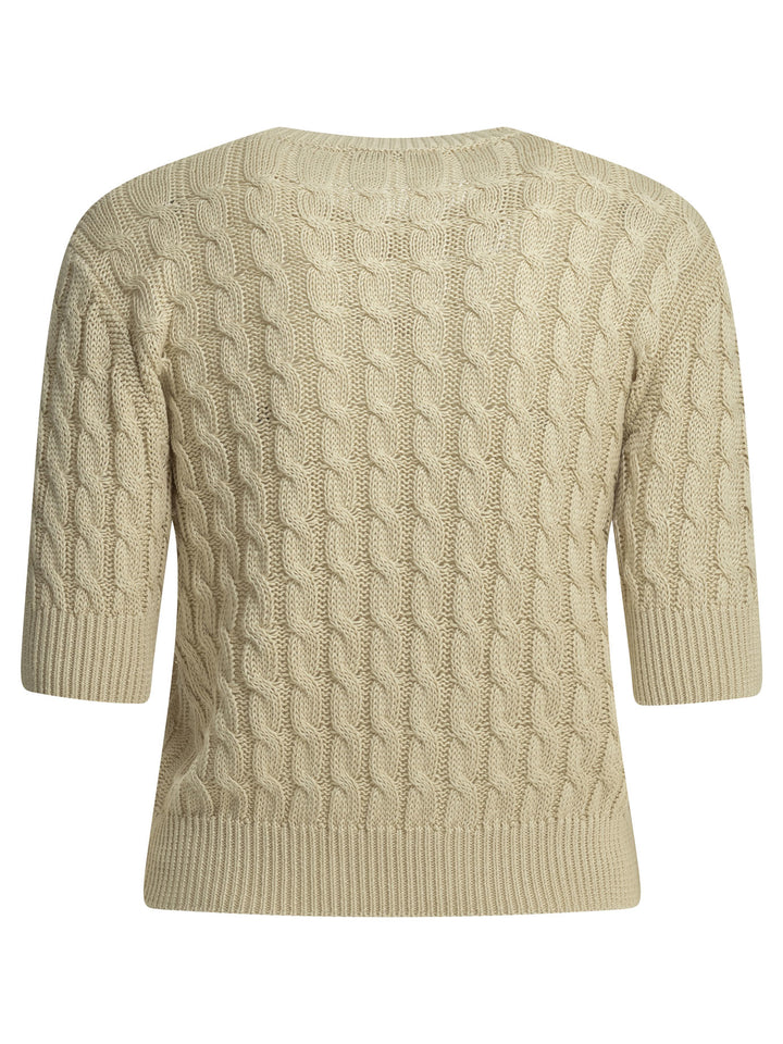 Max Mara Linen Cable-Knit Sweater Knitwear - Beige | 41c87e3088141a289d75564e2830cf056d365f33