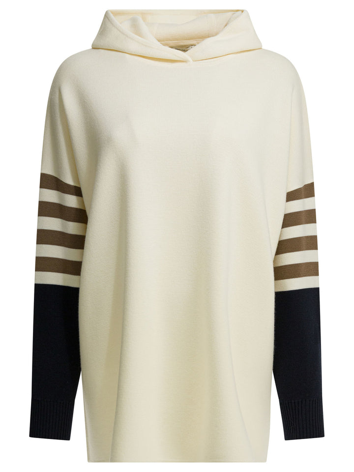 Max Mara Virgin Wool Hooded Sweater Knitwear - White | 7780008b62f20abd50e76a60e6f8e03fb095106d