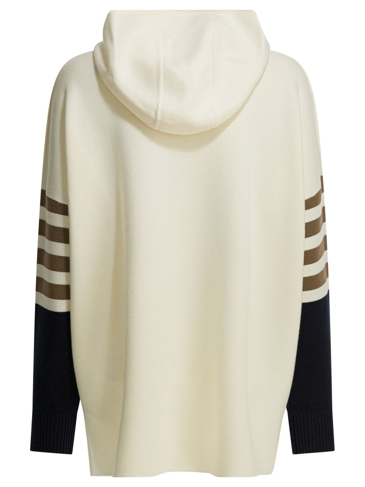 Max Mara Virgin Wool Hooded Sweater Knitwear - White | 27d950ee8a714f2f7272d873a1324dc8b3af060f