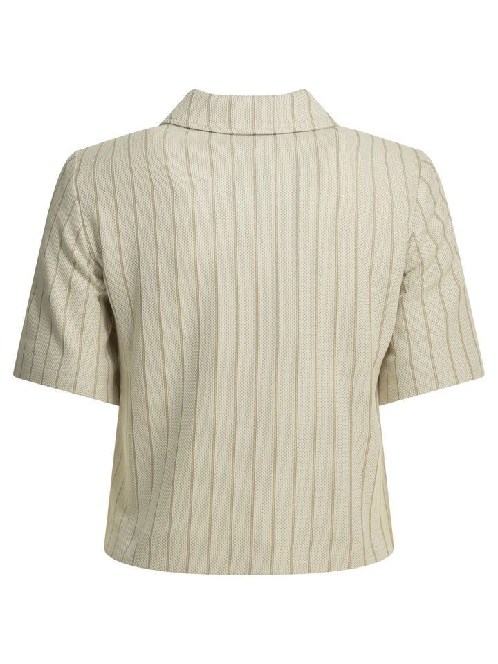 Max Mara Pinstripe Blazer Jackets and Coats - White | 48586efad314bf8dc01382164445143940da6538