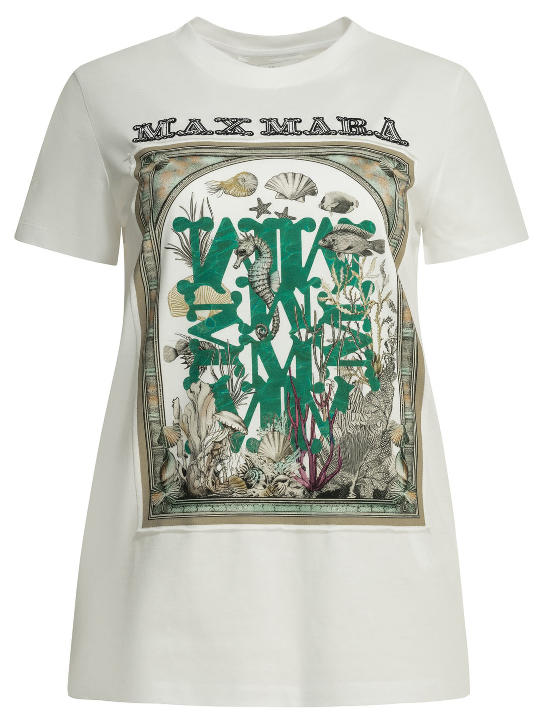 Max Mara Crew-Neck T-Shirt With Logo T-shirts - White | 7bcc87a505d472281d87e18219cd4234b398a703