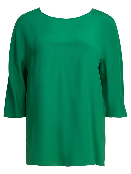 Silk Blouse With Reverse Bow Shirts Green