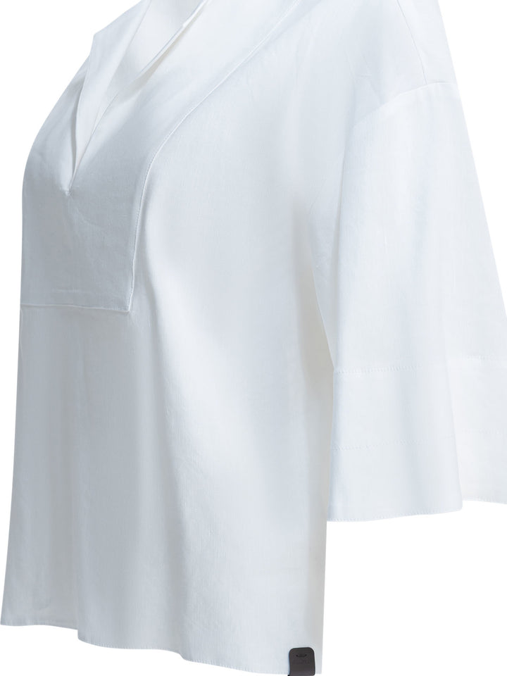 Max Mara Pure Linen Blend Blouse Shirts - White | ce8d5ff98f6eb116772a4348a6029090f0414279
