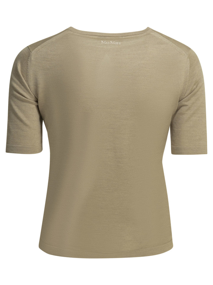 Max Mara Pure Silk Blend Round Neck Sweater Knitwear - Beige | 7bd3e60e962bb93c6d90b6f6b36cbb2e96e2ee76