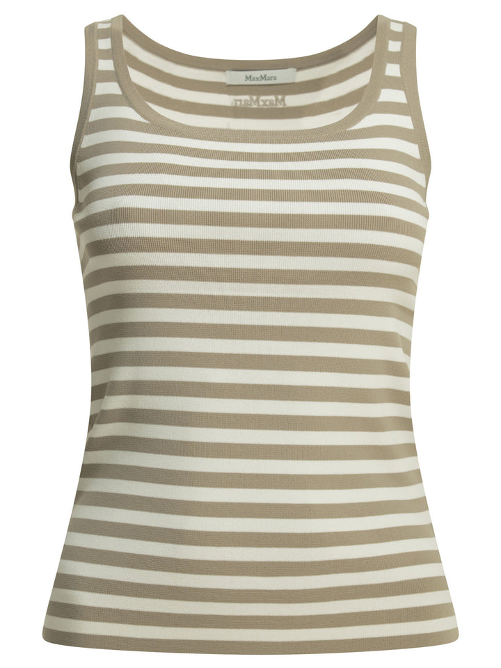 Max Mara Pure Striped Fitted Tank Top Tops - Beige | cc57107f0b19382c1a07fe2e9ca2003abc51c4d1