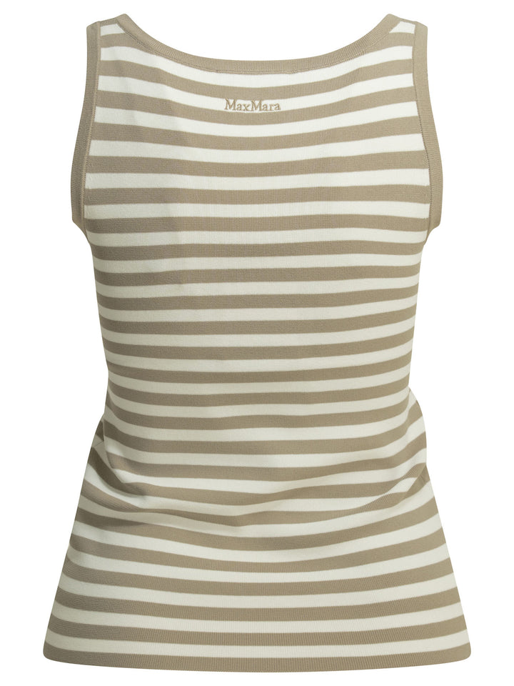Max Mara Pure Striped Fitted Tank Top Tops - Beige | 881a77b3299036ac9127cdb0667a164af776bc68