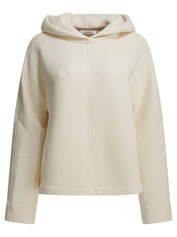 Max Mara Pure Hooded Sweatshirt With Tone-On-Tone Logo Sweatshirts - White | c7027469660fb4e4a215467a6837a0cee50bdf9b