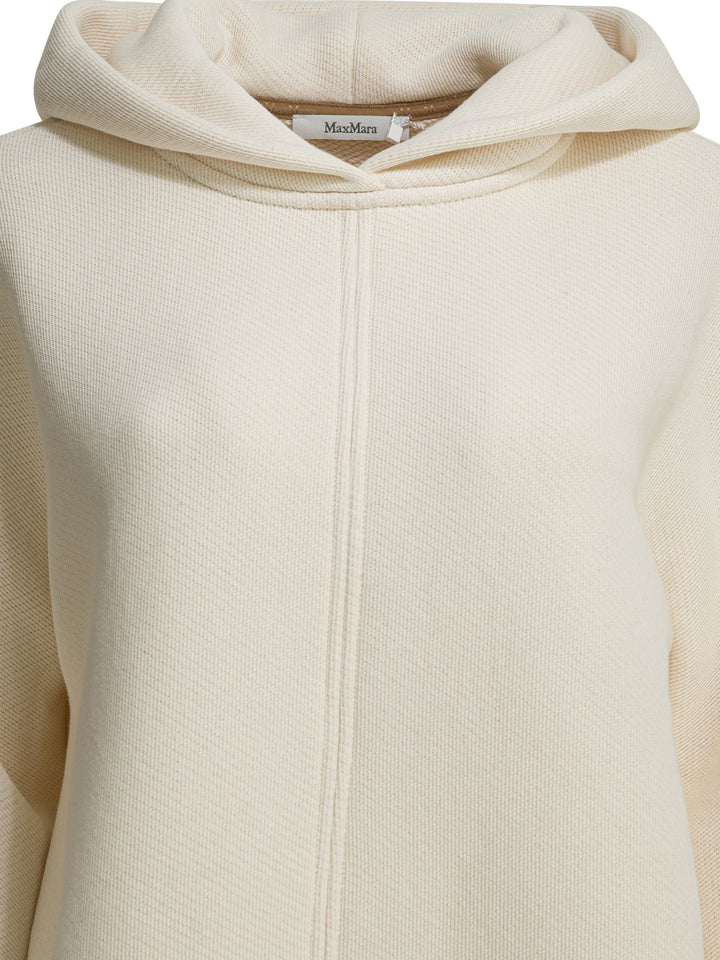 Max Mara Pure Hooded Sweatshirt With Tone-On-Tone Logo Sweatshirts - White | c9947fbe3b460086599cb4bb0a9fcfc66ff4a9db