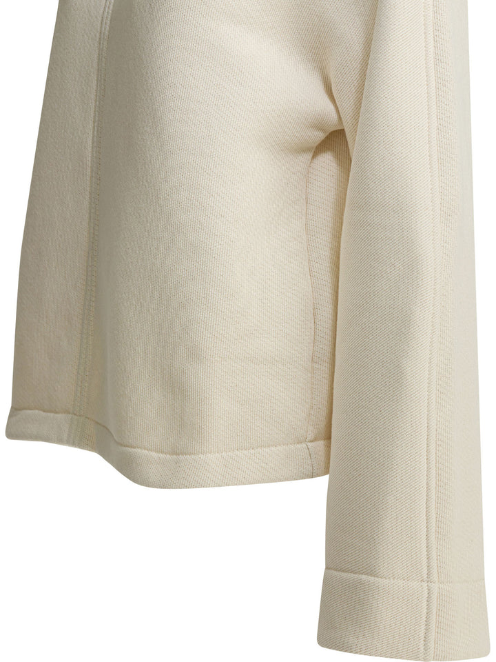 Max Mara Pure Hooded Sweatshirt With Tone-On-Tone Logo Sweatshirts - White | 97ec8698840b563b53f859e9a023675de5151b50