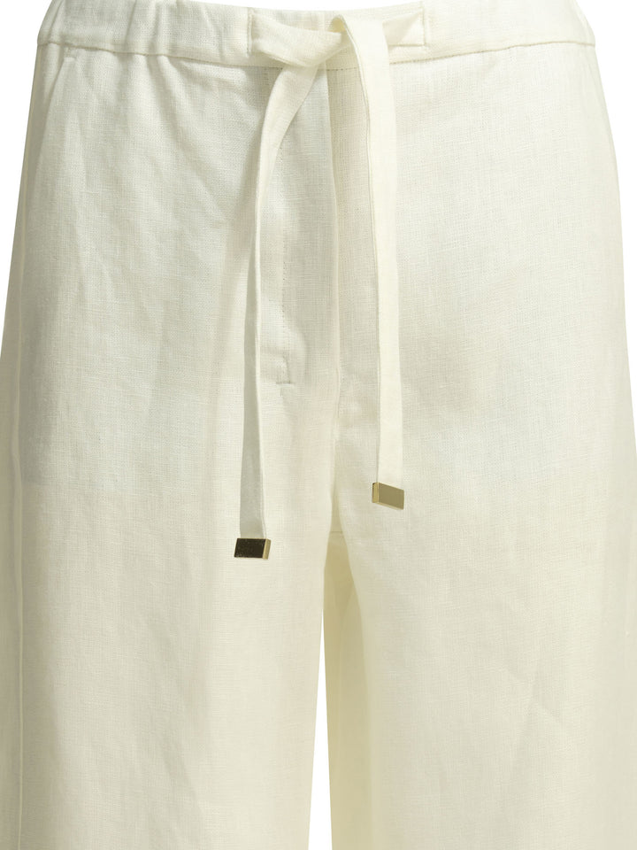 Max Mara S Casual Linen Pants Trousers - White | 8e1a870a460d26f2b9b3f8faa786dd457c24c0a7