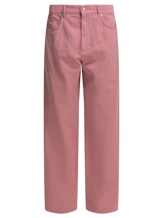 Casual Cotton Linen Pants Trousers Pink