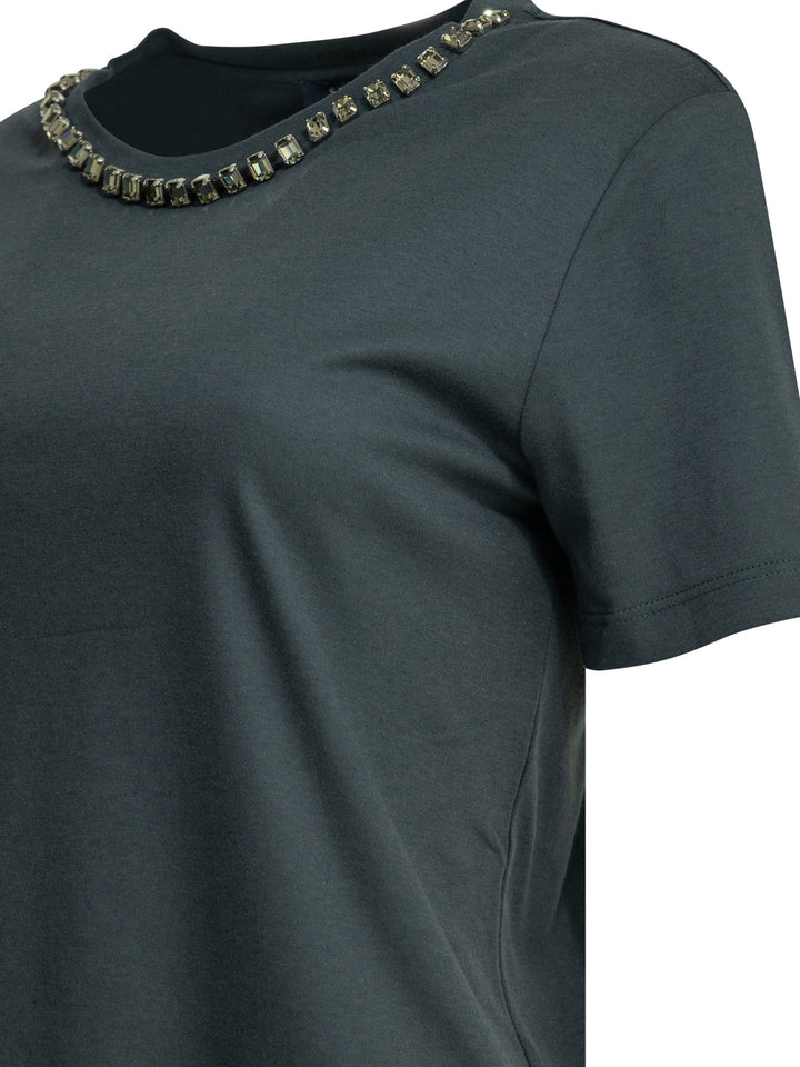 Max Mara S Crew-Neck T-Shirt With Jewel Embroidery T-shirts - Blue | e053ef9678eaa0bb8db4df4d0fe76ccc48cffb8a