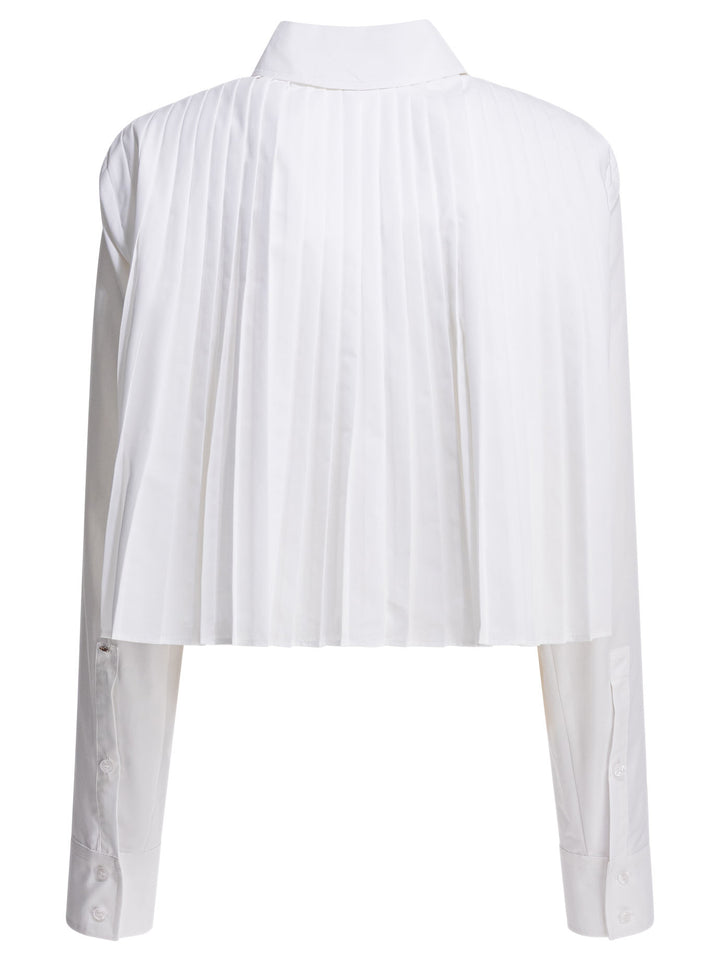 Max Mara Sportmax Cotton Shirt With Pleated Back Shirts - White | 3088397c4f79b03b2304d2a2455d9aaf7bd7f5d2