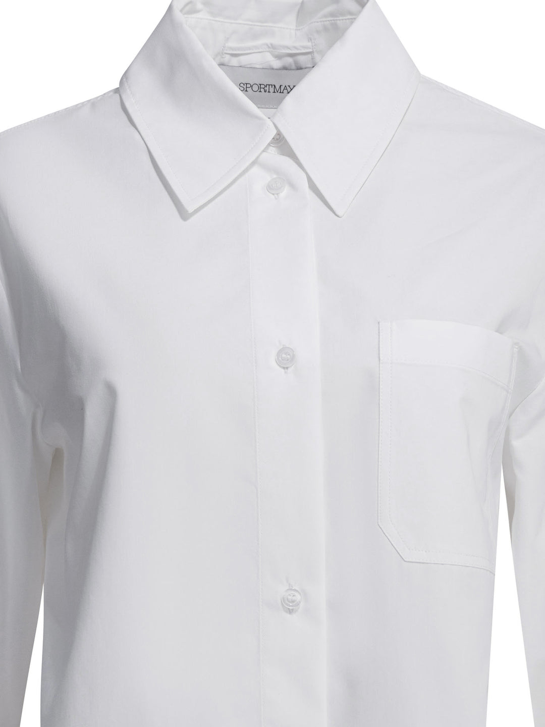 Max Mara Sportmax Cotton Shirt With Pleated Back Shirts - White | 88fad78e17db3e9754d0d96a81c3e75a571326e9