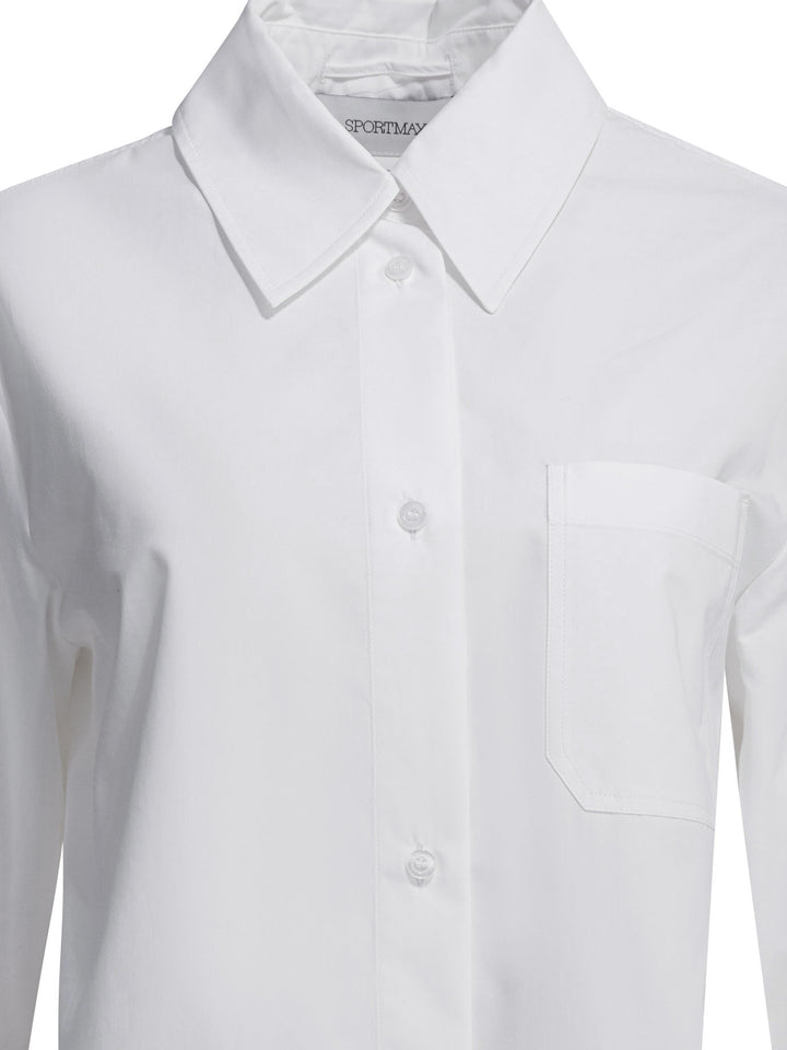 Max Mara Sportmax Cotton Shirt With Pleated Back Shirts - White | 88fad78e17db3e9754d0d96a81c3e75a571326e9