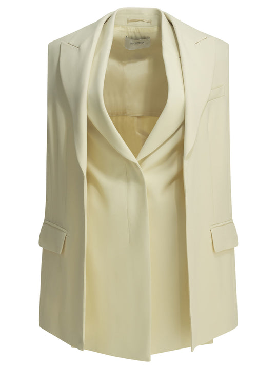 Two-Piece Sleeveless Blazer Jackets And Coats White