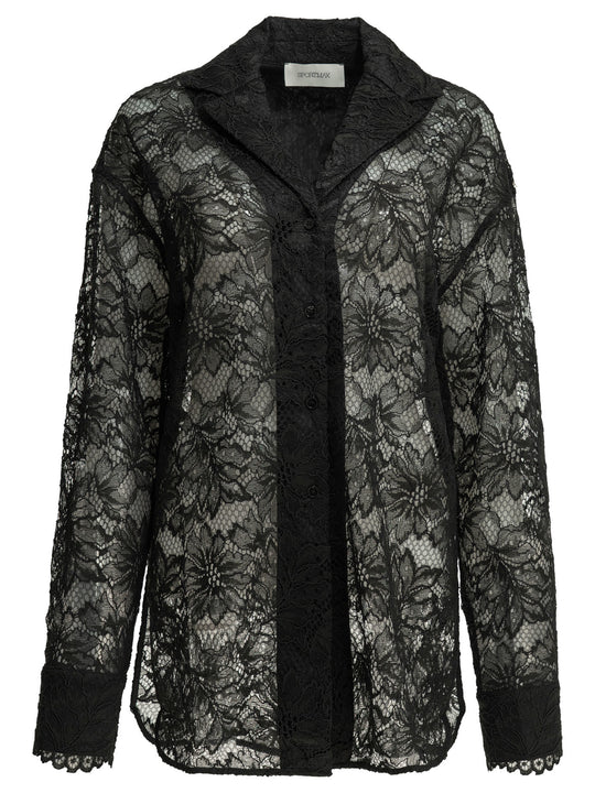 Casual Lace Shirt Shirts Black