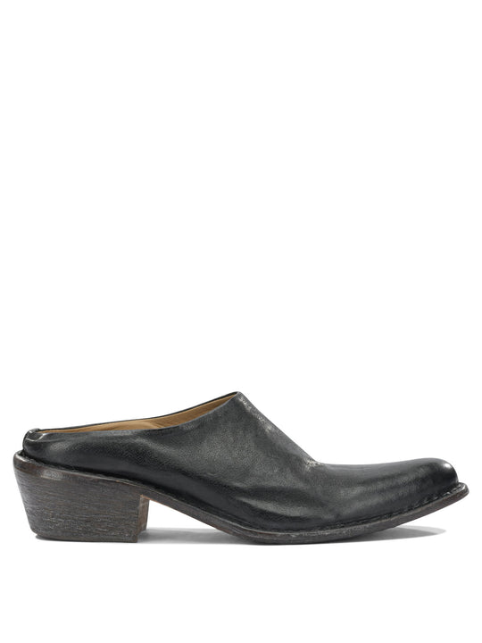 40mm Leather Sabot Sandals Black