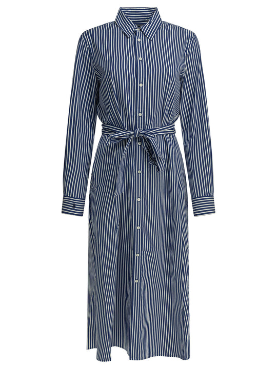 Chemisier Midi Dress With Logo Dresses Blue