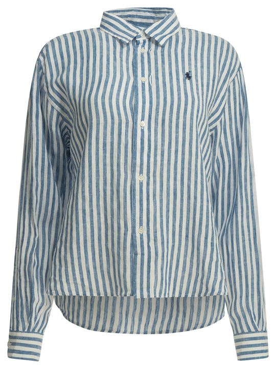 Casual Relax Fit Shirt With Logo Shirts Blue