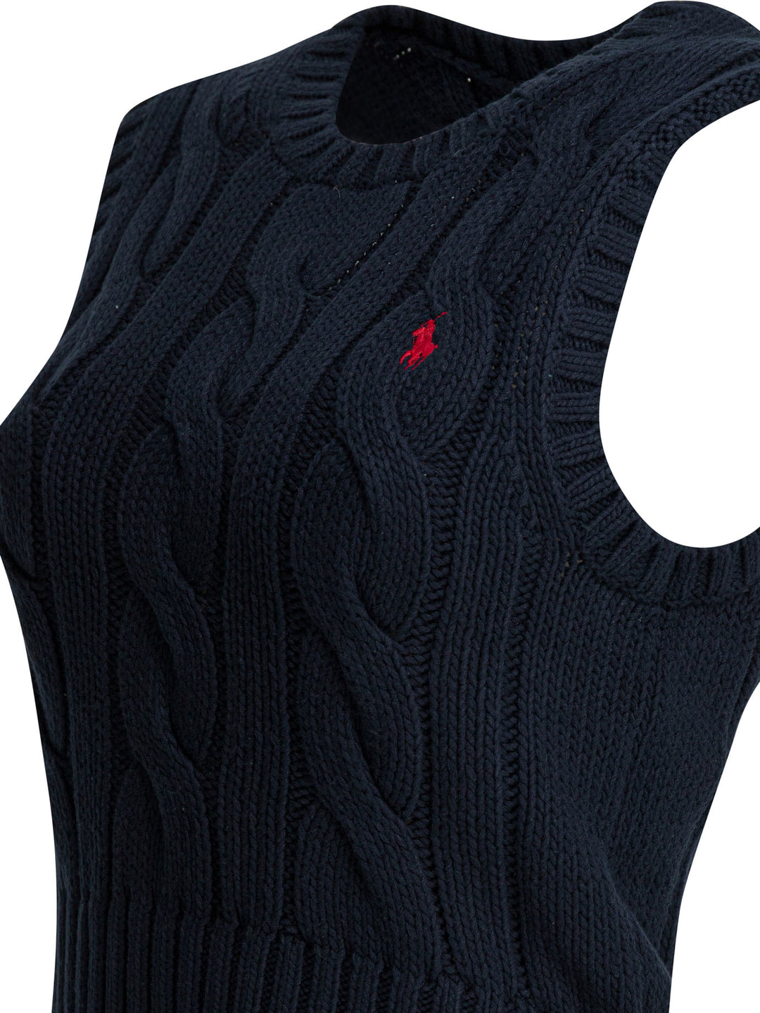 Polo Ralph Lauren Cable-Knit Vest With Logo Knitwear - Blue | 8ddc4a860f4fb9e31c467507761d1f4d9684bc01