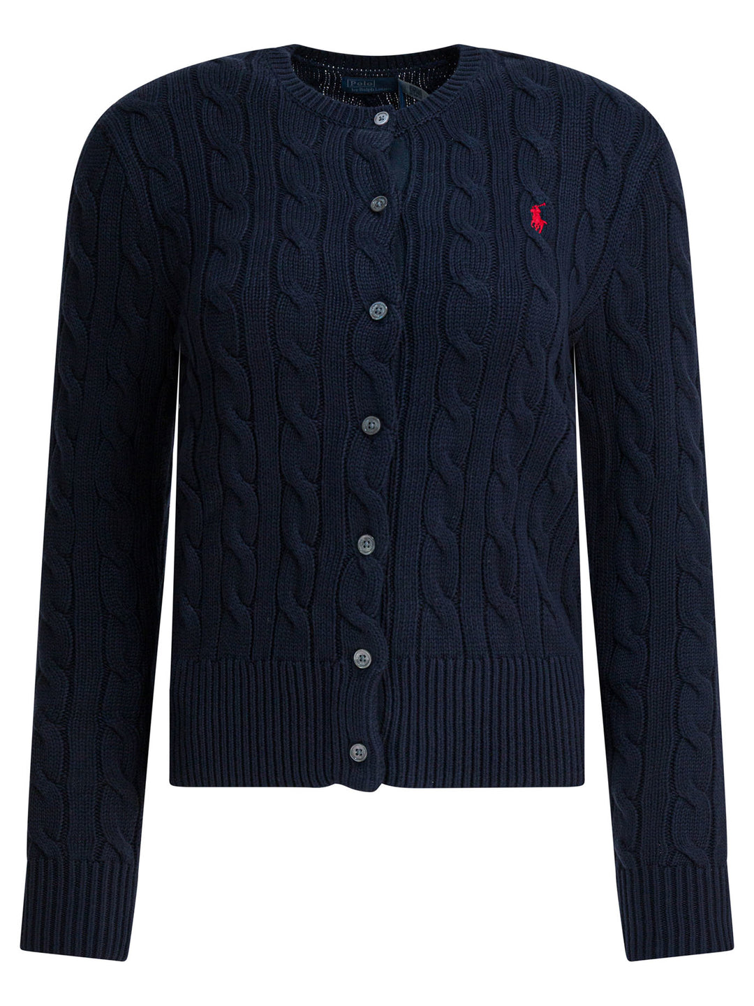 Polo Ralph Lauren Braided Crewneck Cardigan With Logo Knitwear - Blue | 08bd4fc3ed5221e17a516948f1f43530e40ddf45