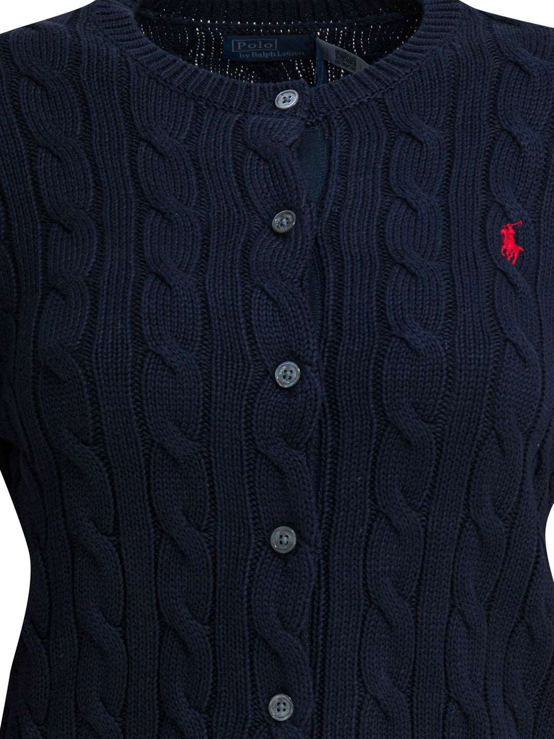 Polo Ralph Lauren Braided Crewneck Cardigan With Logo Knitwear - Blue | 4ae863b04c7b61fde38fa83017b3d4085fd8f025
