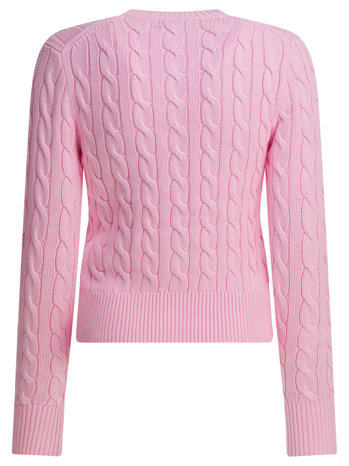 Polo Ralph Lauren Braided Crewneck Cardigan With Logo Knitwear - Pink | 0150d29aa96d4eea1107334e275c64331c03a6c8