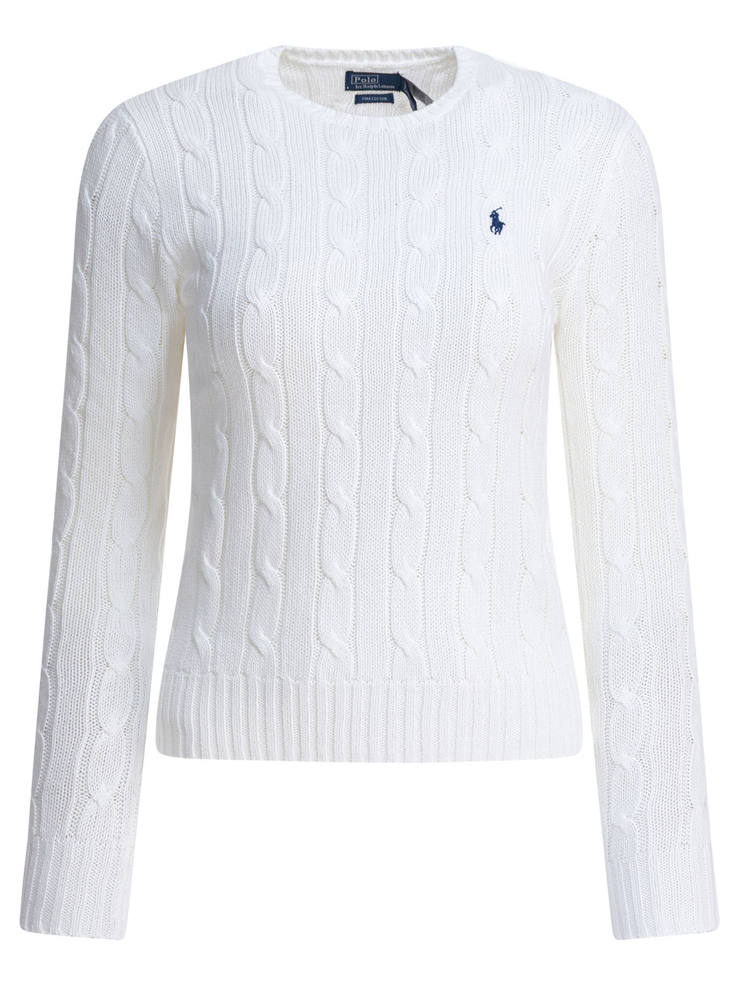 Polo Ralph Lauren Crew-Neck Cable-Knit Sweater With Logo Knitwear - White | a0ef87565037dfd431acd006b1f09c137d23eb39